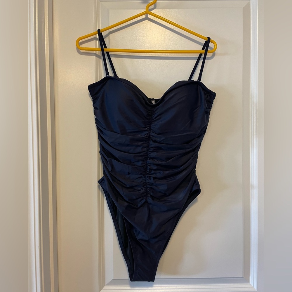 JCrew ruched sweetheart one-piece swimsuit Navy Size 14